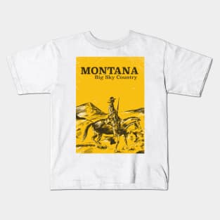 Montana Cowboy Vintage travel poster Kids T-Shirt